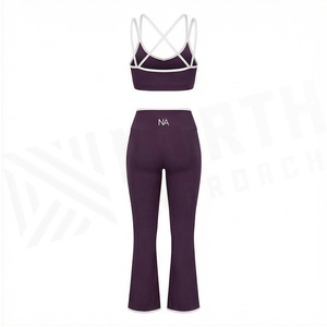 Conjunto de Yoga de 2 Piezas North Approach con Tirantes Cruzados, Pantalones de Cintura Alta hasta la Pantorrilla, Transpirables y sin Costuras - Product Image 2