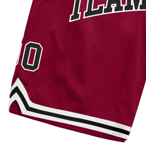 กางเกงบาสเก็ตบอลตาข่ายสีแดงเลือดหมูสำหรับผู้ชาย ผ้าโพลีเอสเตอร์ กางเกงกีฬาสำหรับทีม น้ำหนักเบา ชุดกีฬาสำหรับการแข่งขันและการฝึกซ้อม - Product Image 5