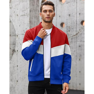 เสื้อแจ็คเก็ตผู้ชายแบบ Color Blocking สีแดง ขาว น้ำเงิน ซิป คอตั้ง สปอร์ต กันลม โพลีเอสเตอร์ สำหรับใส่ในฤดูใบไม้ร่วง - Product Image 2