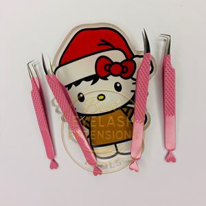 Juego de Pinzas para Extensión de Pestañas Rosadas con Bonito Soporte de Acrílico para Pestañas, Kit de Herramientas Profesionales de Acero Inoxidable para Pestañas - Product Image 3