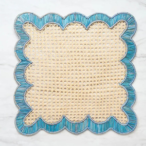 Handmade Floral Scalloped Rattan Placemat and Charger <b>Plates</b> From Vietnam Wholesale for Dining Table Set of <b>Mats</b> & Pads - Product Image 4
