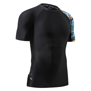 Wholesale Men Rash Guard T <b>Shirt</b> <b>Compression</b> Short Sleeve Swim <b>Shirt</b> UV Protection Custom Logo OEM - Product Image 3