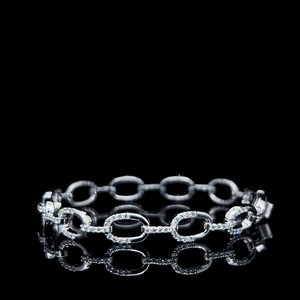 Elongated Oval Link Chain Lab Grown Diamond <b>Bracelet</b> 925 Sterling <b>Silver</b> 10K 14K 18K <b>Solid</b> Gold Fine Jewelry Womens Wristband Di - Product Image 3