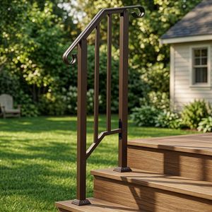 Main courante en fer de style transitionnel pour escaliers extérieurs avec kit d'installation, finition cuivre – Dispositif d'aide parfait pour les escaliers - Product Image 2