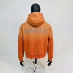 Sweat à capuche zippé personnalisé délavé à l'acide, orné de strass, style streetwear oversize en molleton de coton, mode Y2K, vente en gros - Product Image 3