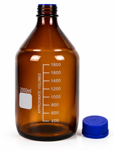 Botella de reactivo de laboratorio de 2000 ml, vidrio de borosilicato de alta resistencia con tapa de rosca a prueba de fugas, transparente/ámbar - Product Image 2