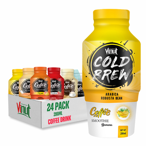 Café froid Arabica Robusta sans produits laitiers, sans gluten, bouteille PET 280ml, non-OGM, VINUT Vietnam, fournisseur OEM ODM, marque privée, 6% - Product Image 1