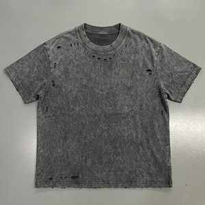 T-shirt en coton surdimensionné pour homme, logo frontal, noir délavé, style urbain, col rond, manches courtes, jersey Dry Fit - Product Image 1