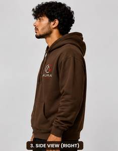 Sweat à capuche zippé en molleton de coton marron pour homme, vêtement décontracté pour l'hiver - Product Image 5
