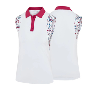 เสื้อโปโลกอล์ฟแขนกุดสีขาวสำหรับผู้หญิงแบบสั่งทำพิเศษ คอปกพับได้ ขายส่งเสื้อโปโลสำหรับผู้ใหญ่ - Product Image 1