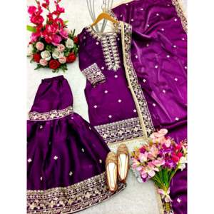 Ensemble de vêtements et d'accessoires musulmans traditionnels de créateur, magnifique haut-Sarara et dupatta pour les occasions spéciales - Product Image 5