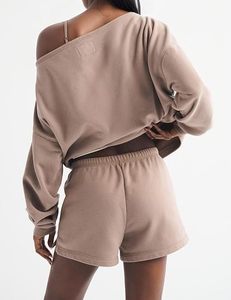 Ensemble 2 pièces pull et short pour femme, coupe épaules dénudées, manches longues, édition limitée, idéal pour la maison - Product Image 6