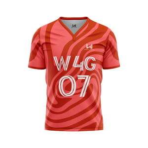 เสื้อฟุตบอลคอวีพิมพ์โลโก้ตามสั่ง ผ้าโพลีเอสเตอร์ 100% แขนสั้น ระบายเหงื่อได้ดี ทรงสปอร์ต ชุดฟุตบอลและเสื้อแฟนคลับ - Product Image 4