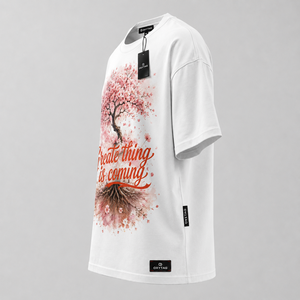 ผู้ผลิตเสื้อยืดคอตตอนพรีเมียมแบบกำหนดเอง เสื้อยืดโอเวอร์ไซส์ลายกราฟิกคุณภาพสูงสำหรับผู้ชายและผู้หญิง ดีไซน์ลายพิมพ์ต้นซากุระสุดอินเทรนด์ - Product Image 2