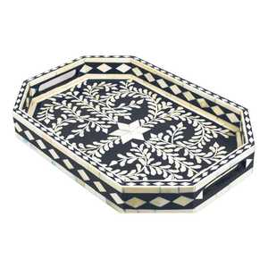 Nouvel Arrivage Plateau à roulettes personnalisé en bois avec incrustation de nacre et d'os, pour la maison, les restaurants et les hôtels, Vente Chaude pour l'Aïd et le Ramadan - Product Image 1