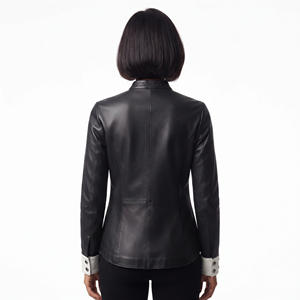 Women's Leather <b>Shirt</b> with Front Buttons Ladies Genuine Leather Fashion <b>Shirt</b> Girls Long Sleeve PU Cowhide <b>Shirt</b> - Product Image 2