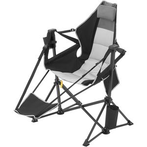 Sedia Amaca da Campeggio Reclinabile con Poggiatesta, Capacità 136 kg, Sedia a Dondolo Pieghevole con Poggiapiedi e Borsa Portaoggetti - Product Image 1