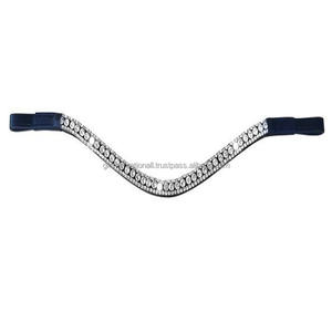 Banda de cejas de caballo de lujo de cristal solitario de alta calidad en cuero de primera calidad negro o marrón disponible en tamaños de mazorca completa y más - Product Image 4