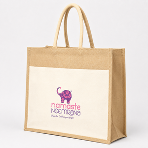 Sac fourre-tout en toile de jute PP naturel 45,5x35,5x15 cm avec poignées en ruban de coton, logo personnalisé, cadeaux d'entreprise, commandes en gros - Product Image 4