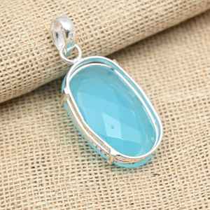 Joyería de Calcedonia Azul, Hecha a Mano, Colgante de Plata de Ley 925, Diseño Moderno, Regalo de Boda - Product Image 6