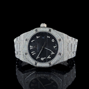 Montres-bracelets analogiques automatiques Buss Luxury White Arabic Numbers en acier inoxydable 20 mm, style hip-hop, avec moissanite VVS, étanches - Product Image 1