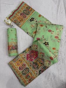 Sari de Seda Pashmina Suave de Primera Calidad con Tejido Rajwadi Elaborado - Product Image 1