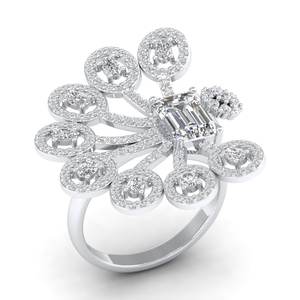 Bagues de fiançailles et de promesse REYES personnalisées en argent sterling 925 pour femmes, serties d'un moissanite taille émeraude de 3,15 carats, bijoux fins pour femmes - Product Image 2