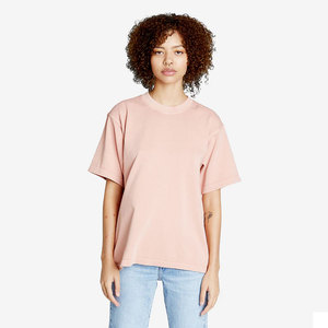 Camiseta de algodón para mujer con cuello redondo y hombros caídos - Product Image 1