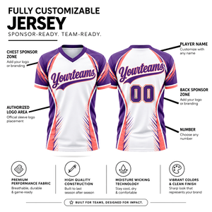 Custom Sublimated V-Neck Jersey Unisex Short Sleeve Moisture Wicking Polyester Team <b>Apparel</b> for Adults <b>Sport</b> <b>Apparel</b> - Product Image 2