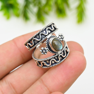 <b>Labradorite</b> Gemstone <b>Rings</b> 925 Silver Luxury Party Jewelry - Product Image 2