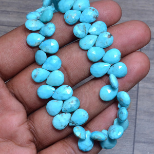 Perles de turquoise naturelle d'Arizona facettées en forme de poire, 6x8mm-7x10mm, pierres semi-précieuses pour la création de bijoux - Product Image 1