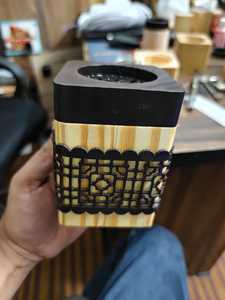 Brûleur d'encens en bois et cuir écologique, design unique, couleur crème, aromathérapie toutes saisons - Product Image 5
