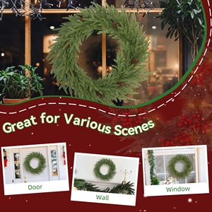 Ghirlanda Artificiale Realistica di Pino Norfolk da 24 Pollici con Pigne, 88 Rami per Decorazioni Natalizie di Porte e Pareti - Product Image 6