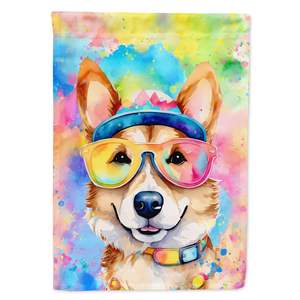 Corgi Hippie Dawg multicolore jardin drapeau boîte aux lettres décoratif cour bannière pour Patio oeuvre pour parterres de fleurs taille - Product Image 1