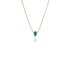 New Trendy Women 6x4 mm Pear Shape <b>Emerald</b> Single Stone <b>Pendant</b> Necklace For Girls 18K Original Yellow Gold Minimal Jewelry - Product Image 3