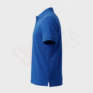 Men's <b>Blue</b> Short Sleeve <b>Polo</b> <b>Shirt</b> 100% Cotton Oxford Fabric Breathable Regular Fit Solid Color Casual Style Woven Design - Product Image 3