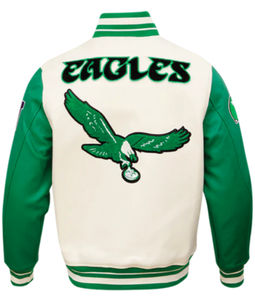 Chaqueta Philadelphia Retro Personalizada al por Mayor OEM, Reversible, con Cierre de un Solo Botón, Color Blanco/Verde Sólido - Product Image 3