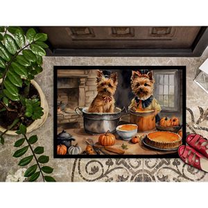Norwich Terrier otoño cocina calabazas felpudo 24H X 36W Interior Exterior antideslizante lavable alfombra de pila baja para puerta de entrada - Product Image 3