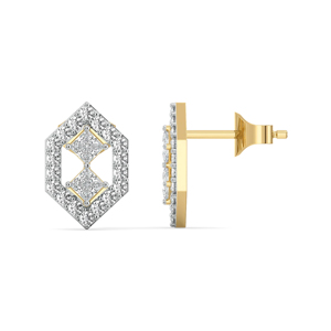 Boucles d'oreilles clous en diamant taille princesse géométrique plaqué or 18 carats, bijoux de luxe pour femme, pour mariage - Product Image 3