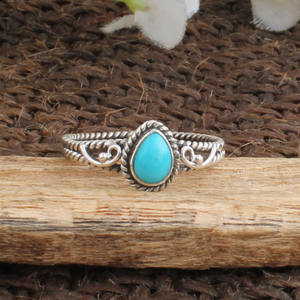 แหวนหยดน้ำเทอร์ควอยซ์ธรรมชาติ เงินแท้ 925 ประดับพลอยสีน้ำเงิน ดีไซน์คลาสสิก เหมาะสำหรับงานแต่งงาน สำหรับผู้หญิง ขายส่ง ของแท้ - Product Image 5