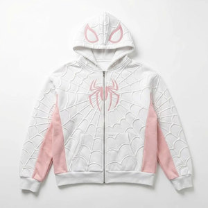 Sweat à capuche zippé en polaire Spider Gwen, motif Ghost Spider, streetwear Marvel, unisexe, veste d'hiver pour cosplay, cadeau pour fans - Product Image 1
