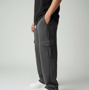 Pantalon cargo baggy décontracté en velours côtelé gris acier, léger et imperméable, ODM - Product Image 5