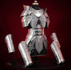 Medieval Relic <b>Silver</b> Plated Aluminium Armor Leg Piece Polished Antique Modern Art Collectible - Product Image 2
