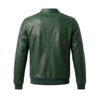 Blouson aviateur en cuir PU noir pour homme, col montant, fermeture éclair, coupe classique, couleur unie, style moto, vêtement d'automne