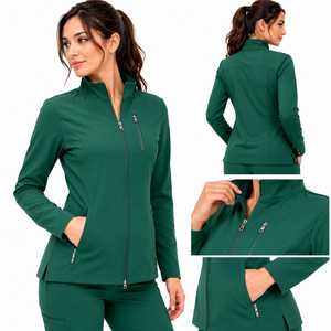 Chaqueta de Uniforme Médico Personalizable Ecológica para Mujer, de Lana Merino Verde, Tejida, con Cierre Completo y Bolsillo Frontal, Uniforme de Hospital de Alta Calidad - Product Image 2