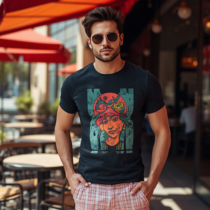 Camiseta de punto estampada ajustada para hombre, camiseta informal de manga corta elástica y suave - Product Image 4