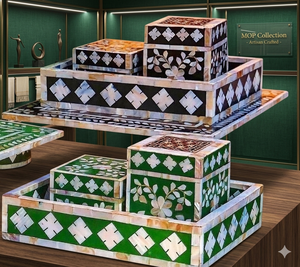 Juego de bandeja de quemador de incienso árabe con Incrustaciones de nácar, bobina Hexagonal de madera inspirada en la cultura de los Emiratos Árabes Unidos para difusor religioso de té - Product Image 1