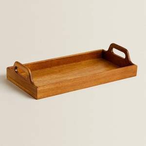 <b>Set</b> of 2 Rustic Wooden <b>Antique</b> Rectangular Nesting Breakfast Food Snack <b>Tea</b> Coffee Serving Display Serving Tray For Hotels Used - Product Image 4