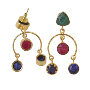 Pendientes de Piedra Natural con Baño de Oro de 18K, Latón Clásico, Venta al Por Mayor - Product Image 2