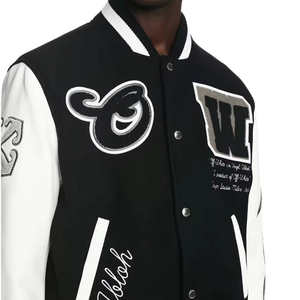 Men’s Heavyweight Melton Wool Varsity <b>Jacket</b> with Premium Faux <b>Leather</b> Sleeves – Boxy <b>Retro</b> Letterman Style - Product Image 6